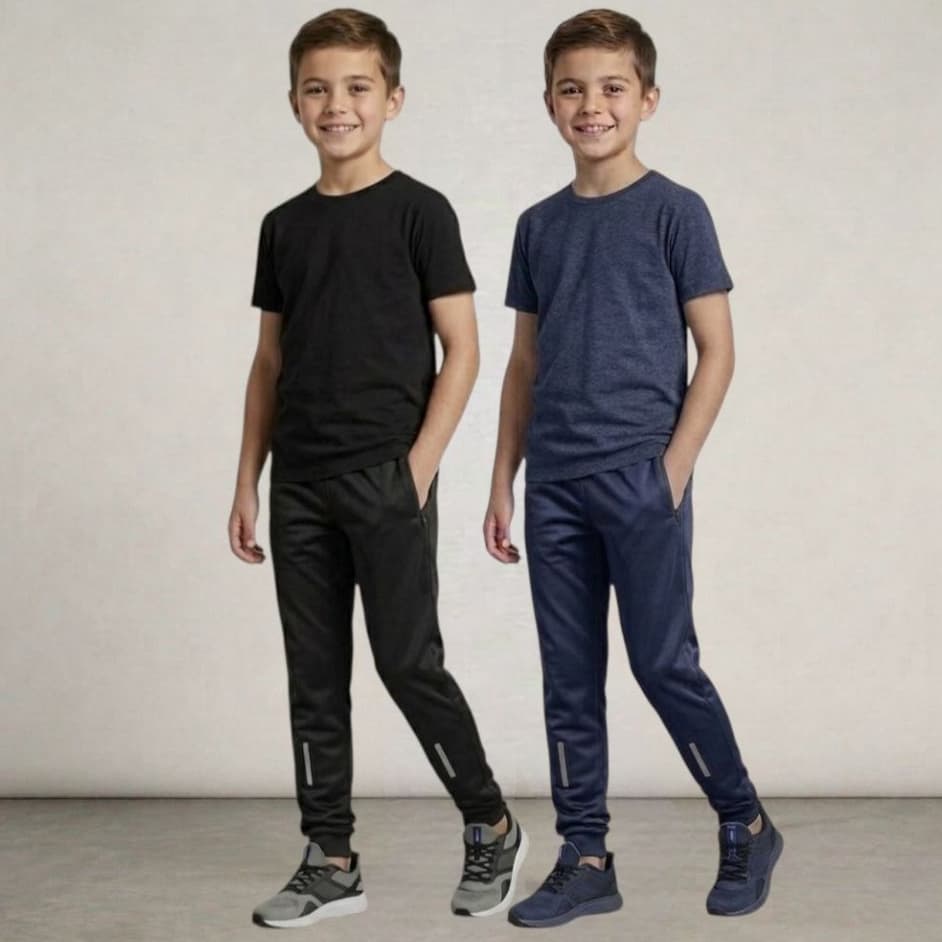 Kit 2 Calças Infantil Juvenil Preta e Azul Escola Inverno Chimpa Flanelado Jogger Tamanho 02 Ao 16