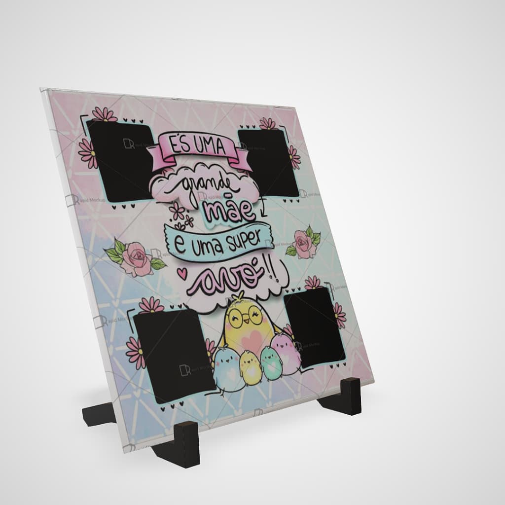Azulejo Decorativo Personalizado 15x15 - Quadro Dia das Mães com Foto e Frase