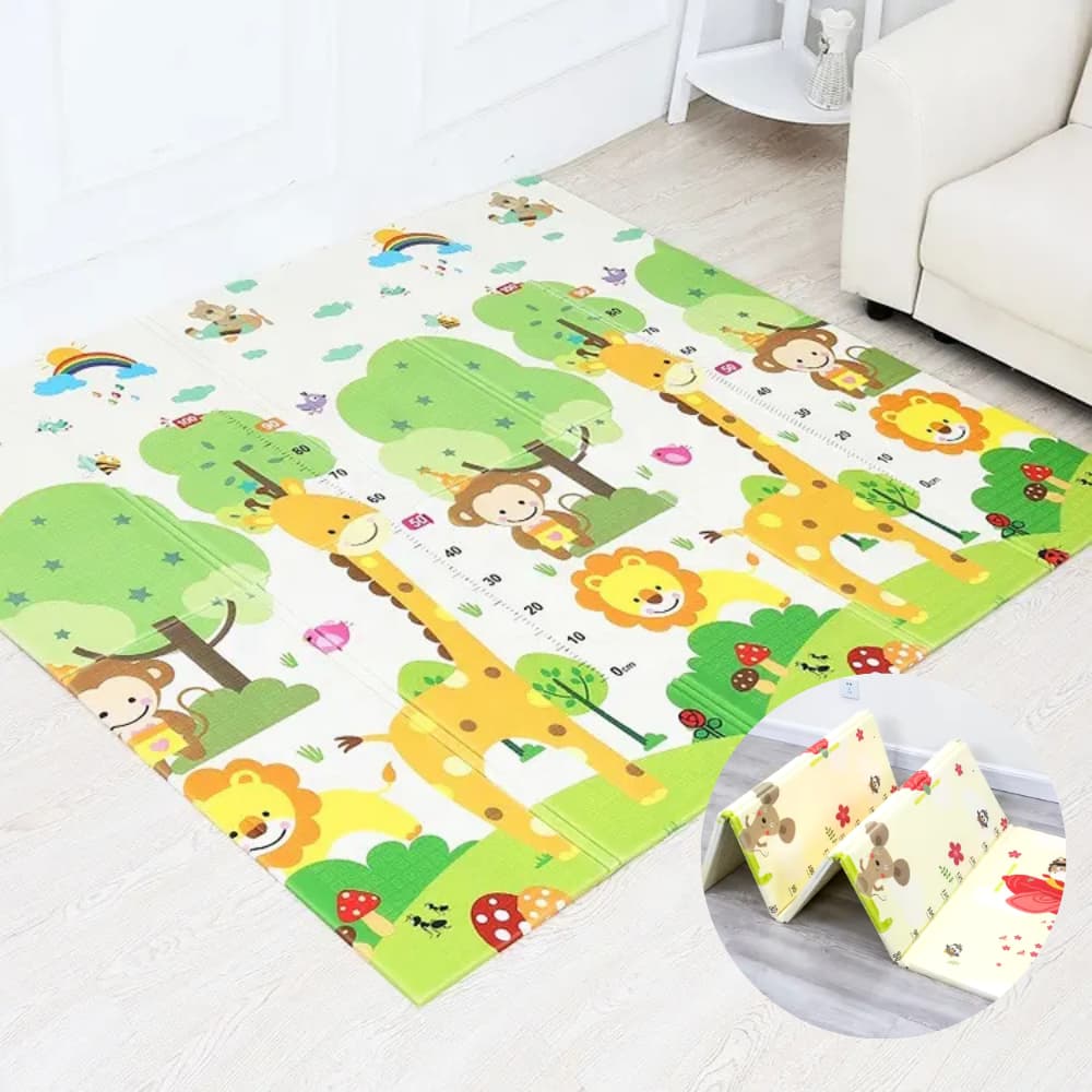 Tapete dupla face Dobrável 8MM mais grosso atividades de bebes impermeável tummy time emborrachado