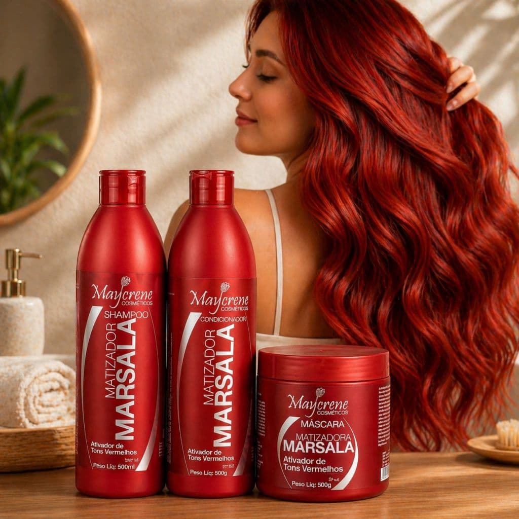 Kit Marsala Matizador para Cabelos Vermelhos shampoo + cond + masc - Pronta Entrega