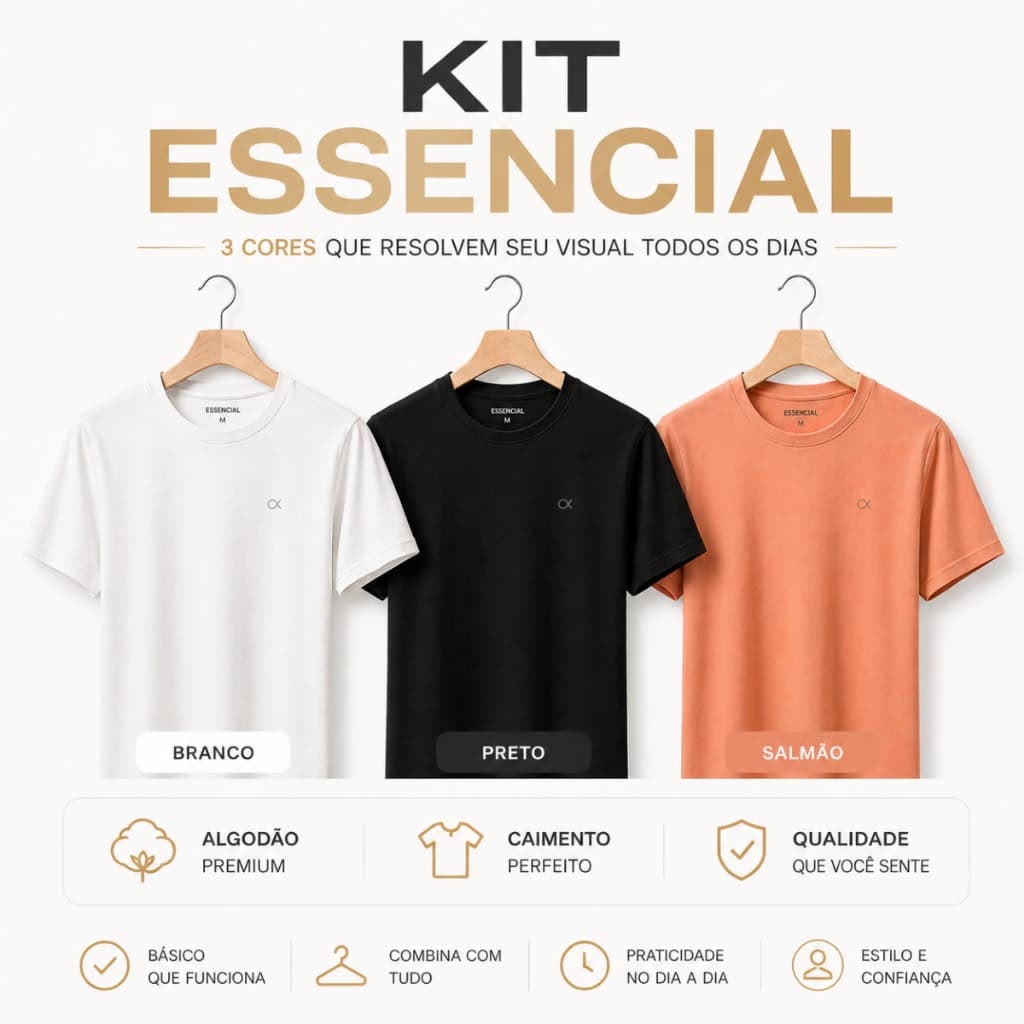 Kit Camisetas Básicas Ogochi Masculina Lisa Algodão Premium Original Confortável
