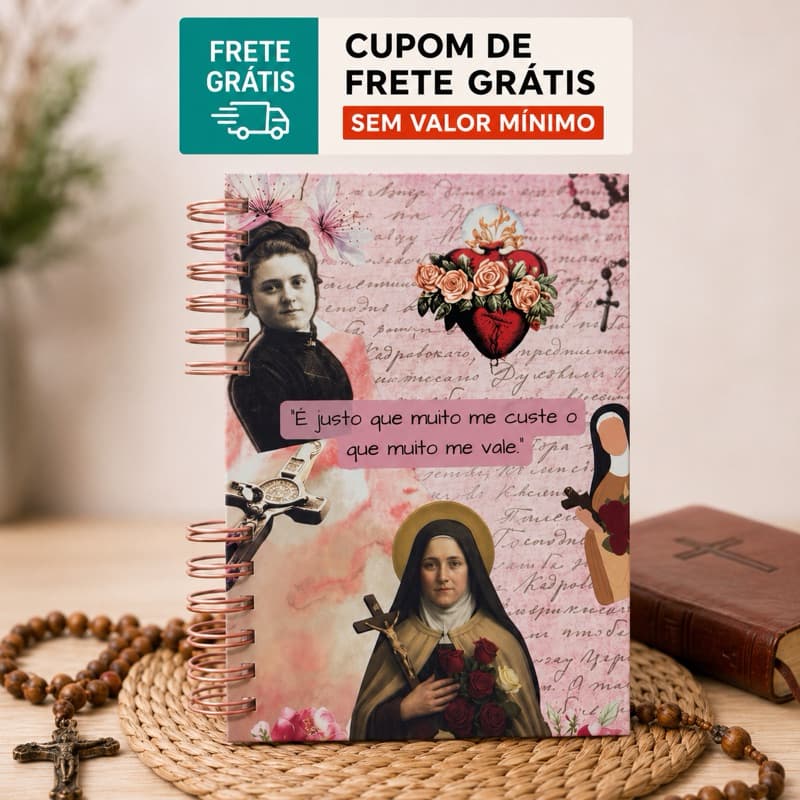 Santa Terezinha Caderno Personalizado A5 | 80 Folhas Pautadas | Caderno de Oração Católico | Presente Religioso