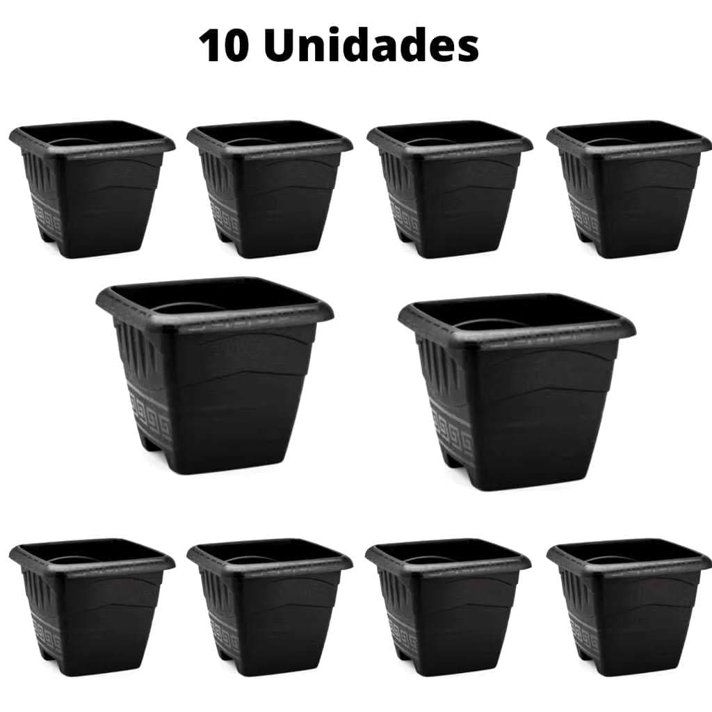 vasos  quadrados preto  pequeno 2 ,5 litros plantas
