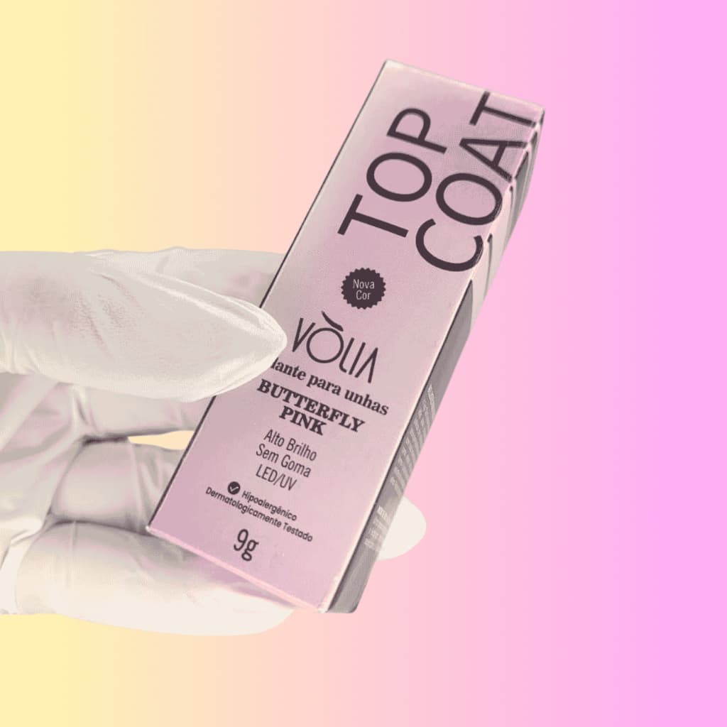 Top Coat Butterfly Pink Vòlia 9g Efeito Iluminado Brilho Espelhado Selante Premium