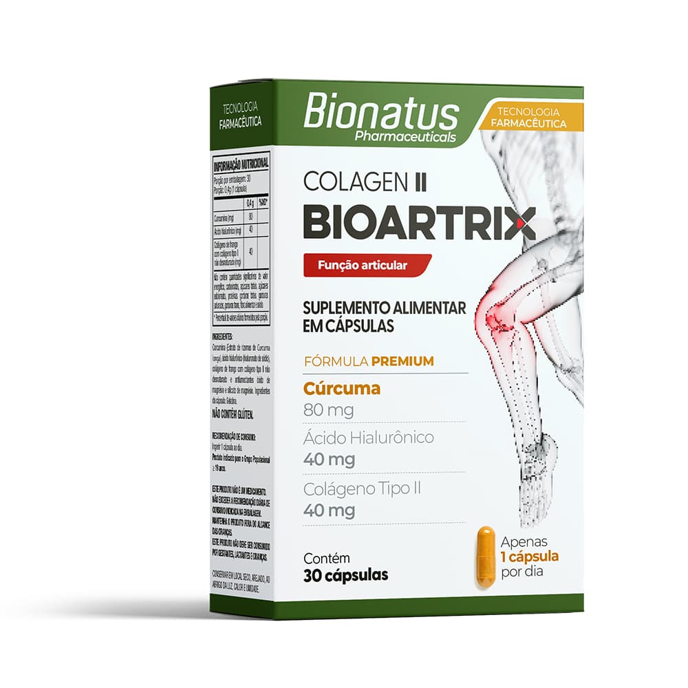 Bioartrix Colágeno Tipo Ii 40mg + Hialurônico + Curcuma Suplemento  Bionatus