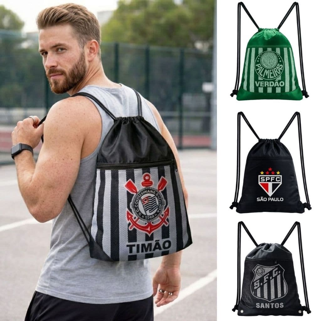 Mochila Bolsa Sacola para Unissex Times Mochila de Alça Cordinha Com ziper