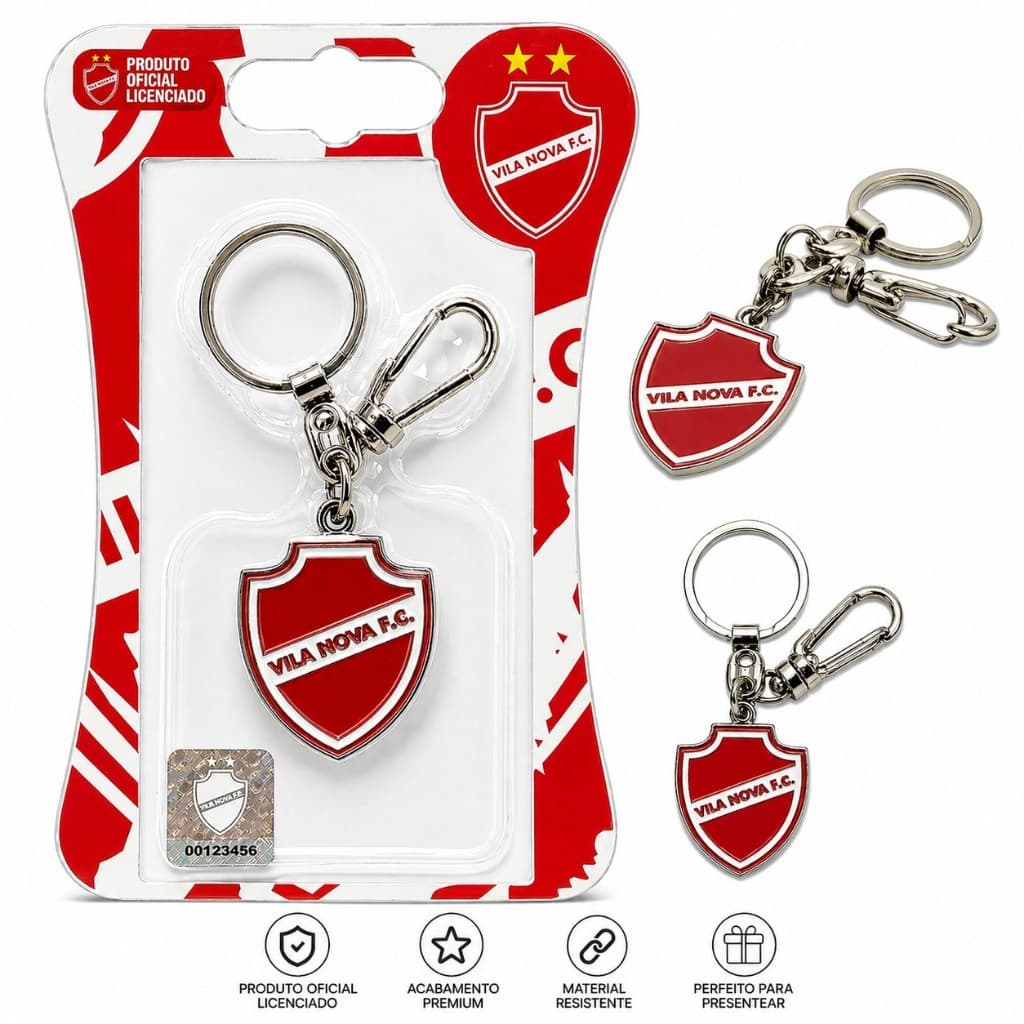 Chaveiro Vila Nova Oficial Licenciado Metal Premium Resistente Mosquetão Presente Torcedor