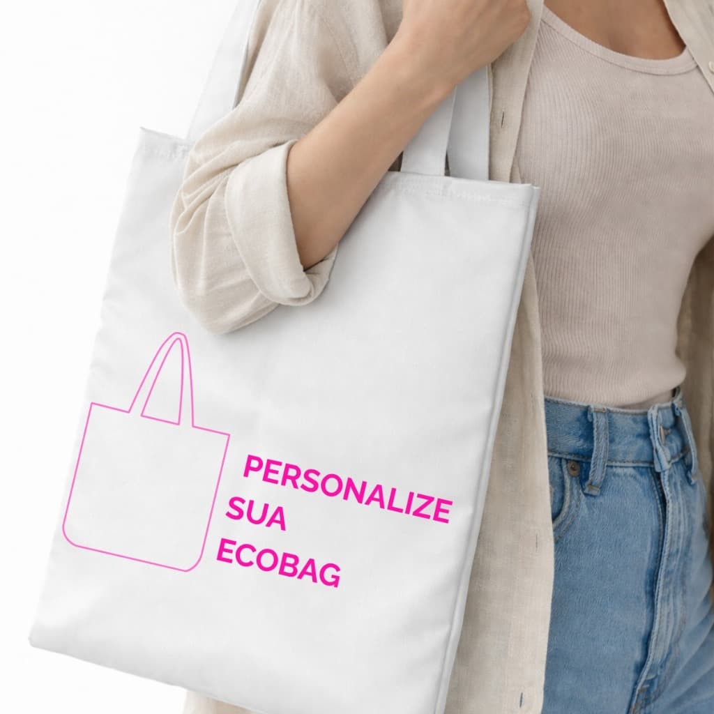 Bolsa Ecobag Estampada Personalizada Com A Sua Logo ou Arte Própria Presente Brinde