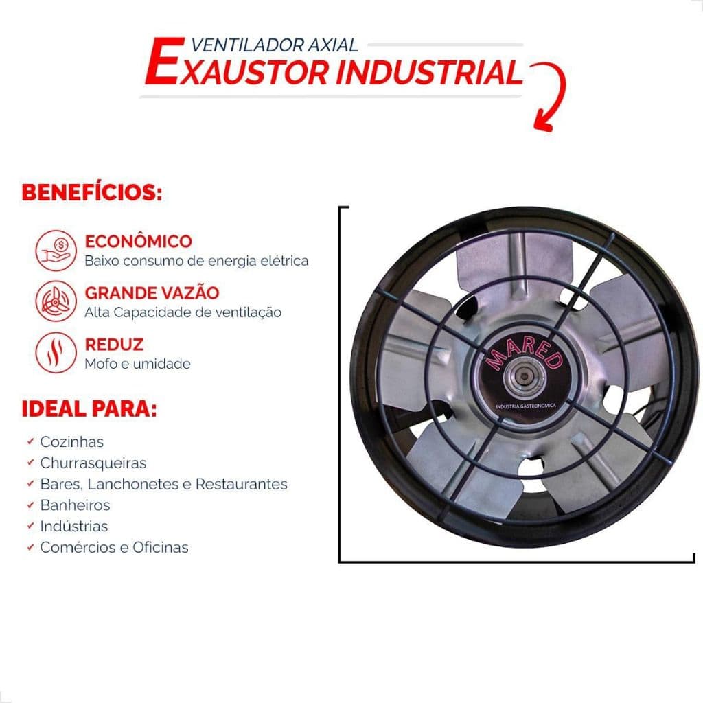 Exaustor 20cm Alta Vazão Para Churrasqueiras Coifas Profissional - Bivolt
