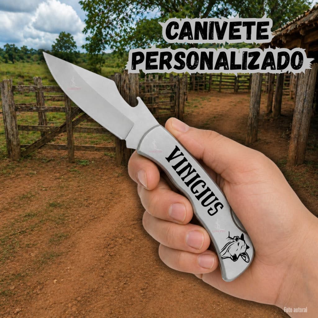 Canivete de Bolso com Clip Personalizado a Laser com nome e Simbolo Gravado
