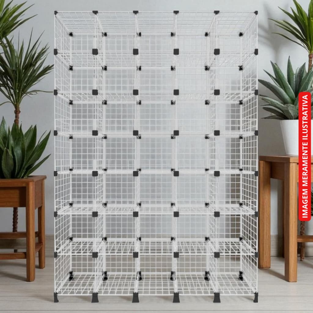 Estante Aramada 36 Nichos com Aparador Modular Grande Capacidade Organização Completa