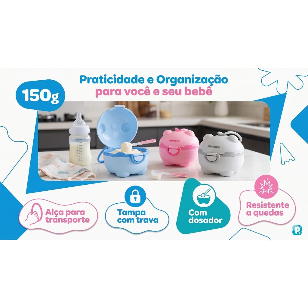 Kit Pote e Dosador de Leite em Pó Lúdico Pimpolho