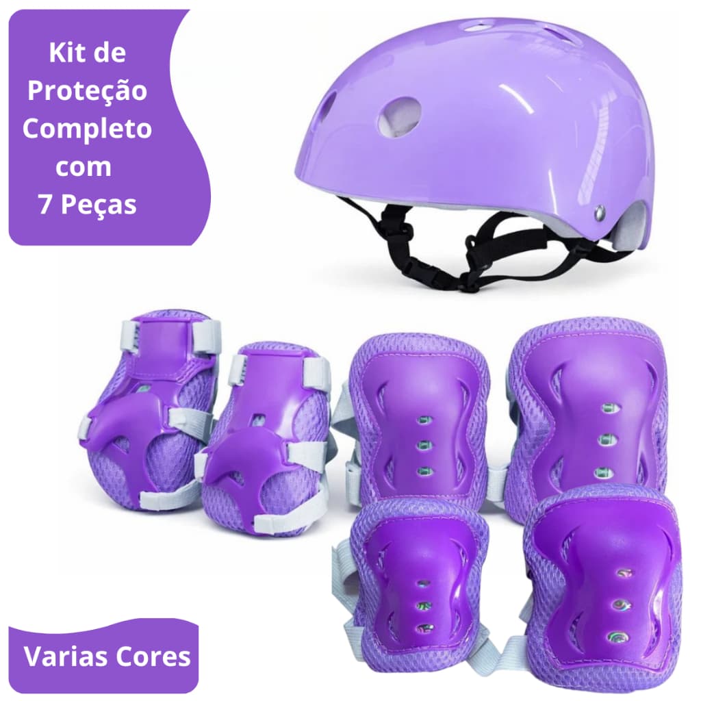 Kit Proteção Infantil Patins Patinete Bicicleta Skate Capacete Crianças