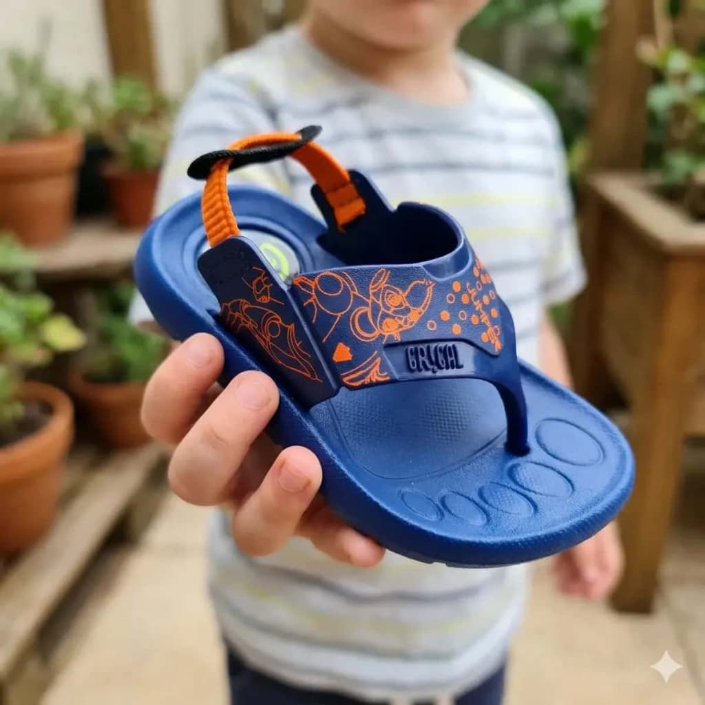 Chinelo Baby Menino Elástico Anatômico Passeio Confortável Prático