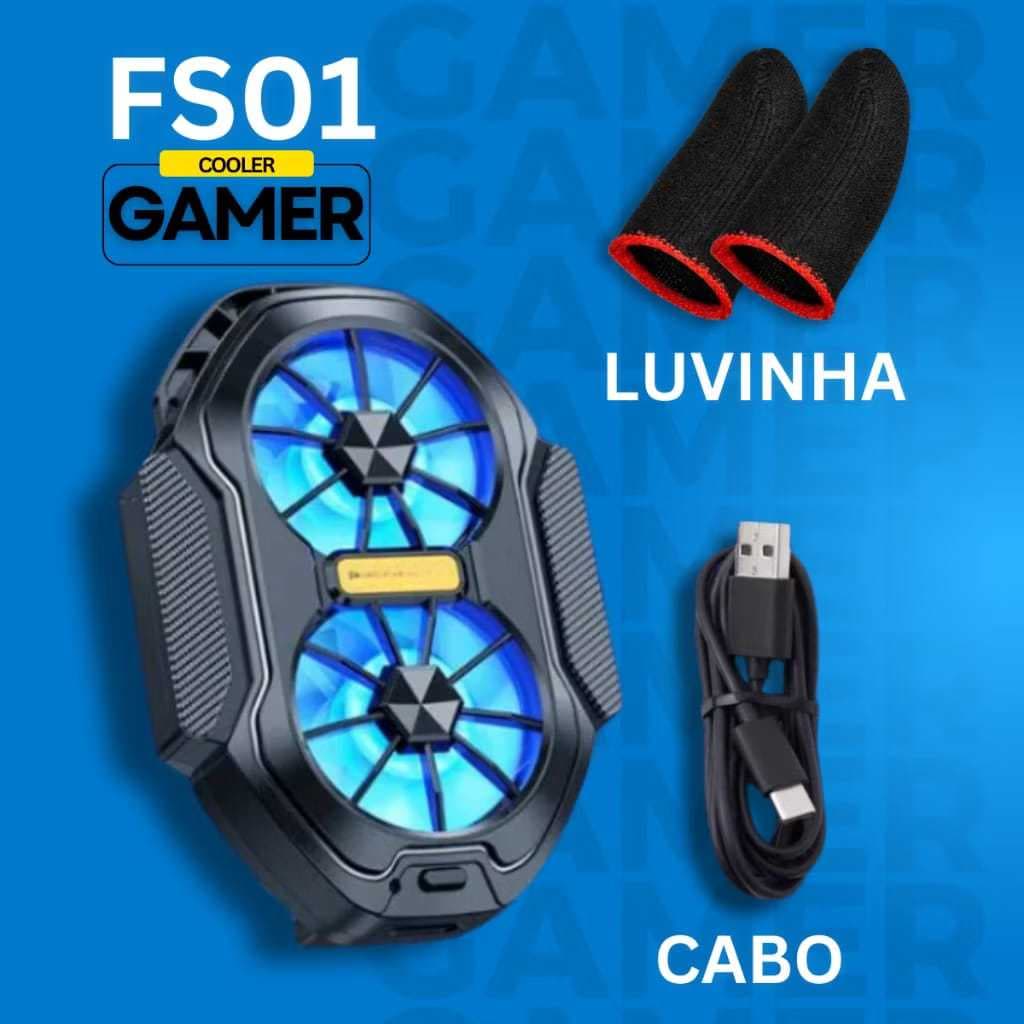 Cooler de Celular Gamer + Par de Luvinha de Dedo Ou Somente a Luva de dedo de Anti-Suor, Free Fire