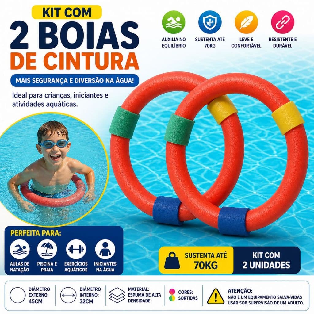 Kit 2 Boias De Cintura Piscina Infantil Flutuador Até 70kg Premium