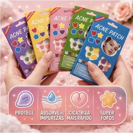 Adesivo Seca Espinha, AntiAcne, Hidrocoloide, Premium, Dia/Noite, Coloridos, Diversos modelos