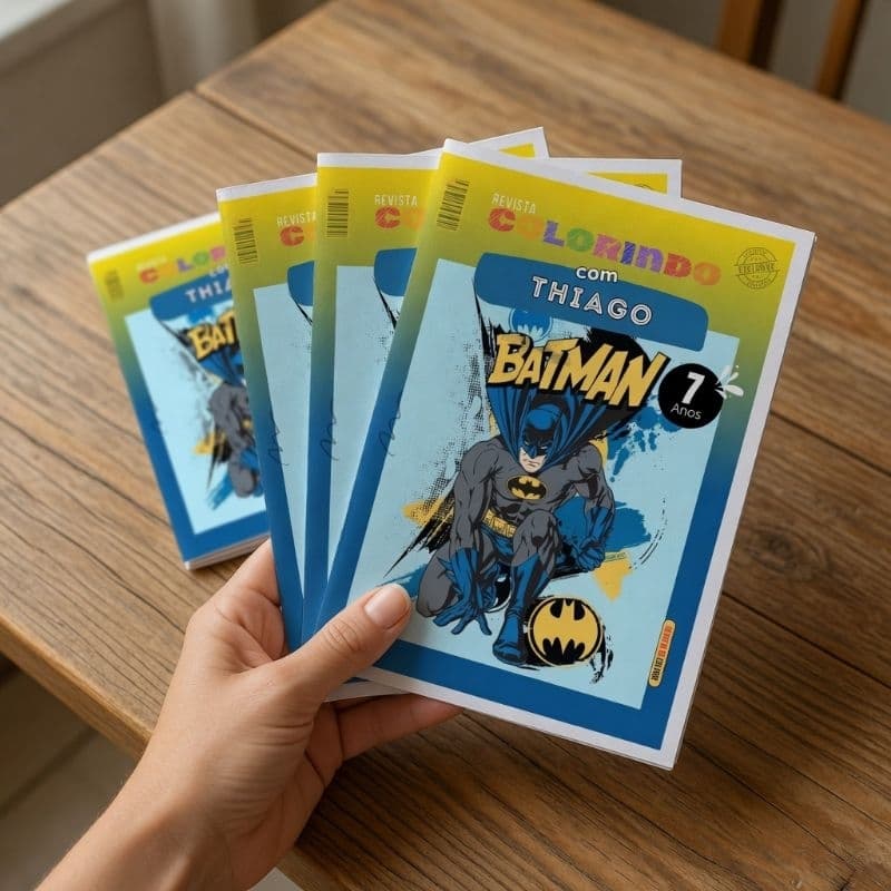 Kit Revistinha Livro de Colorir Infantil   Festa Lembrancinha Prenda PERSONALIZADO - BATMAN livrinho