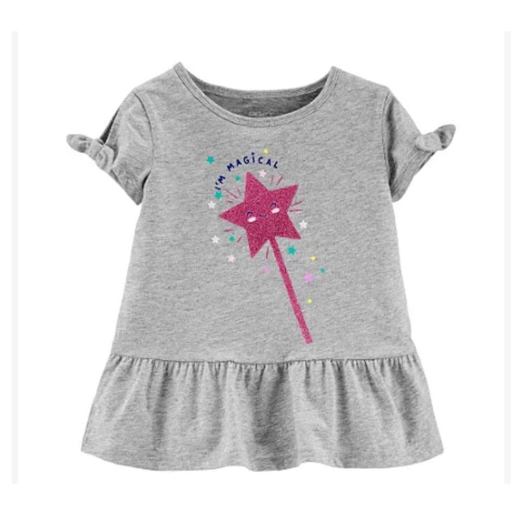 Camiseta menina Carters cinza e estrela brilhante Tam 4