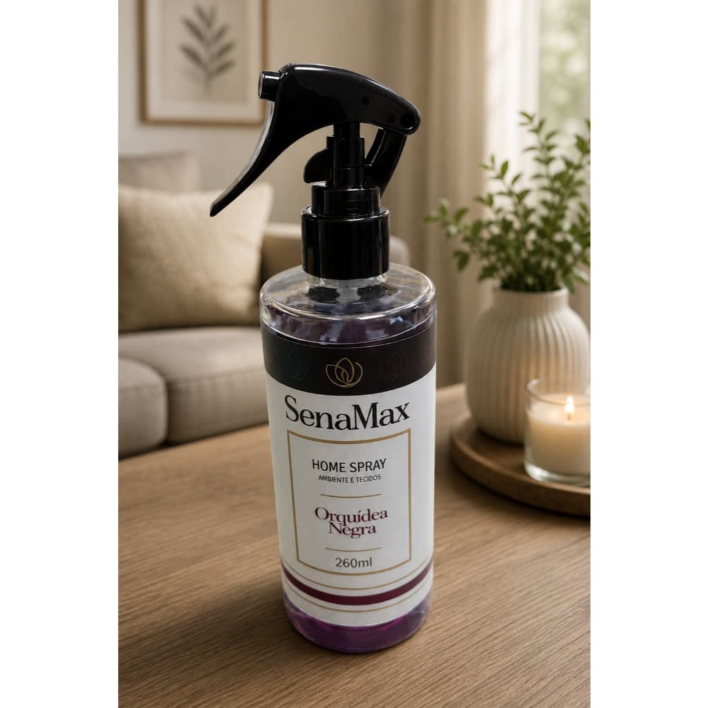Spray Aromatizador Ambientes Tecidos Orquídeas Negras Fragrância Duradoura 260ml Roxa