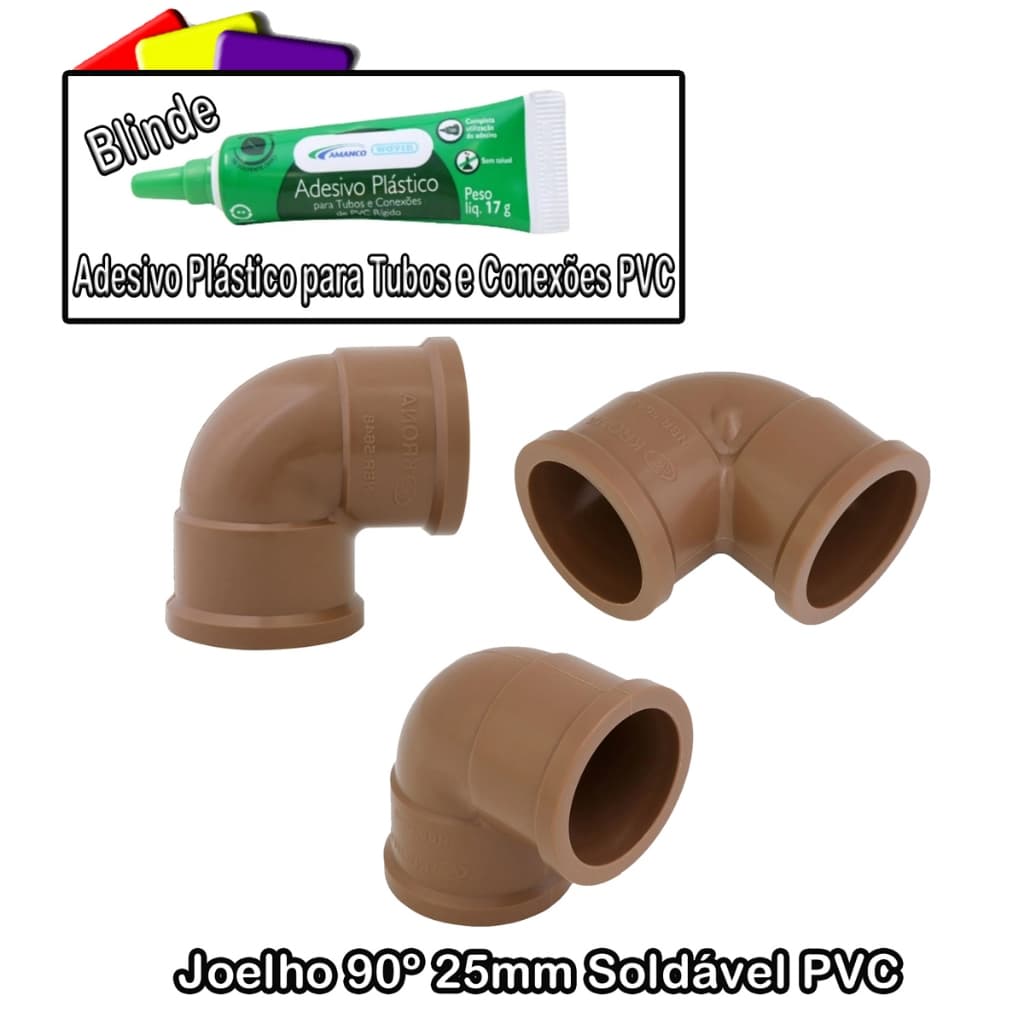 Joelho Cotovelo  Soldável  90º 25mm x 1/2" Kit com 6 e 8 unidades Krona ou Fortlev.