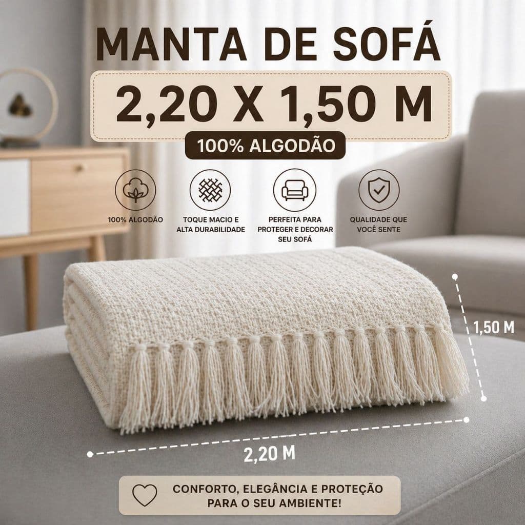 Manta Para Sofá Gigante Premium Crochê e Tambaba Protetora Decorativa Envio Imediato