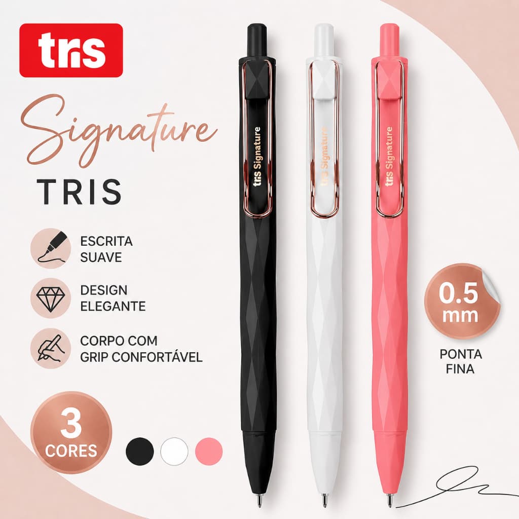 Caneta gel Signature TRIS luxo 0.5mm Escrita macia elegante luxo