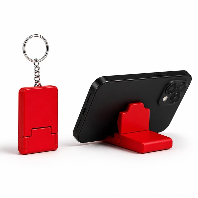 Chaveiro Suporte para Celular Portátil 2 em 1 | Mini Suporte Dobrável Compacto Resistente Universal