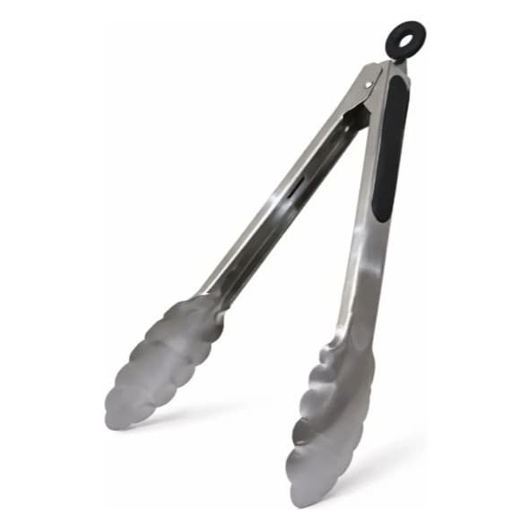 Pegador Culinário de Inox e Cabo de Silicone Multiuso 30cm Churrasco e Salada