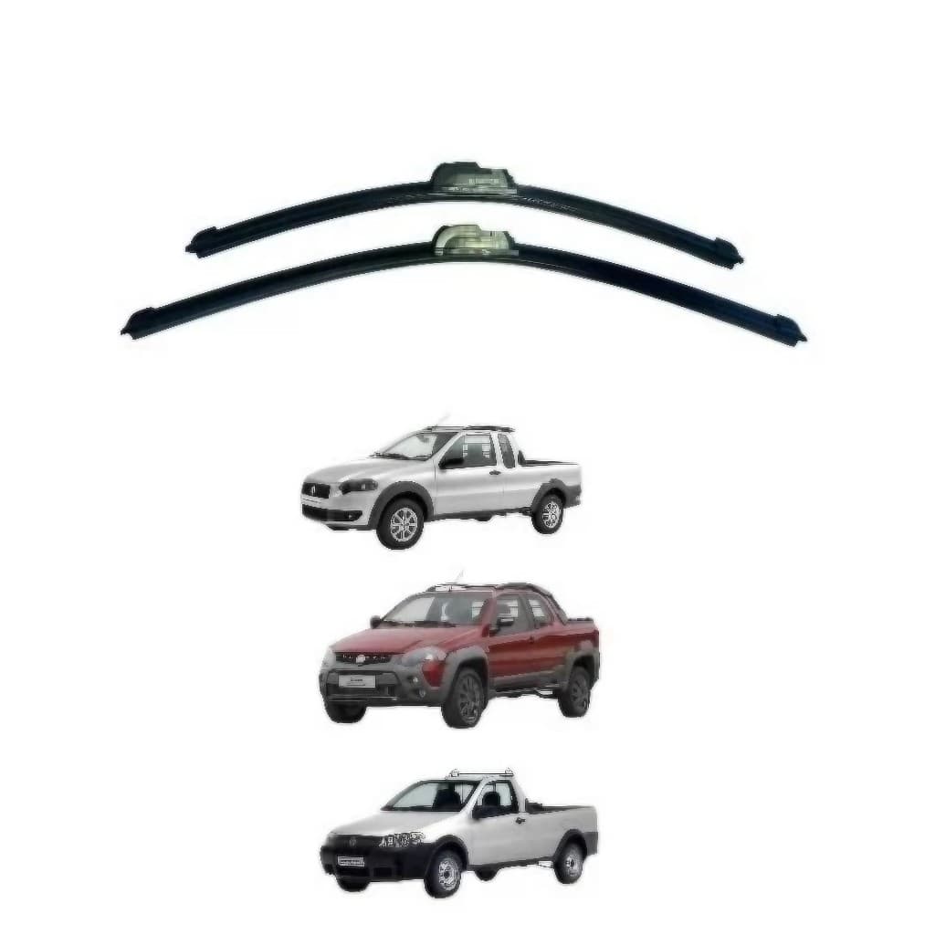 Par Palhetas Limpador Parabrisa Fiat Strada 1998 a 2016 Dianteiro Silicone