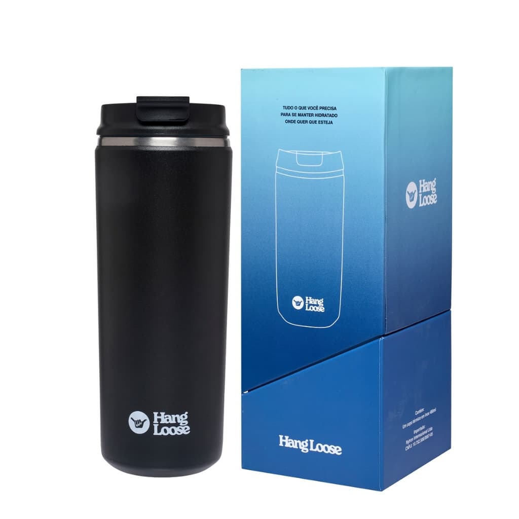 Garrafa Térmica 480 ML Tampa Café Resistente Trabalho Hang Loose