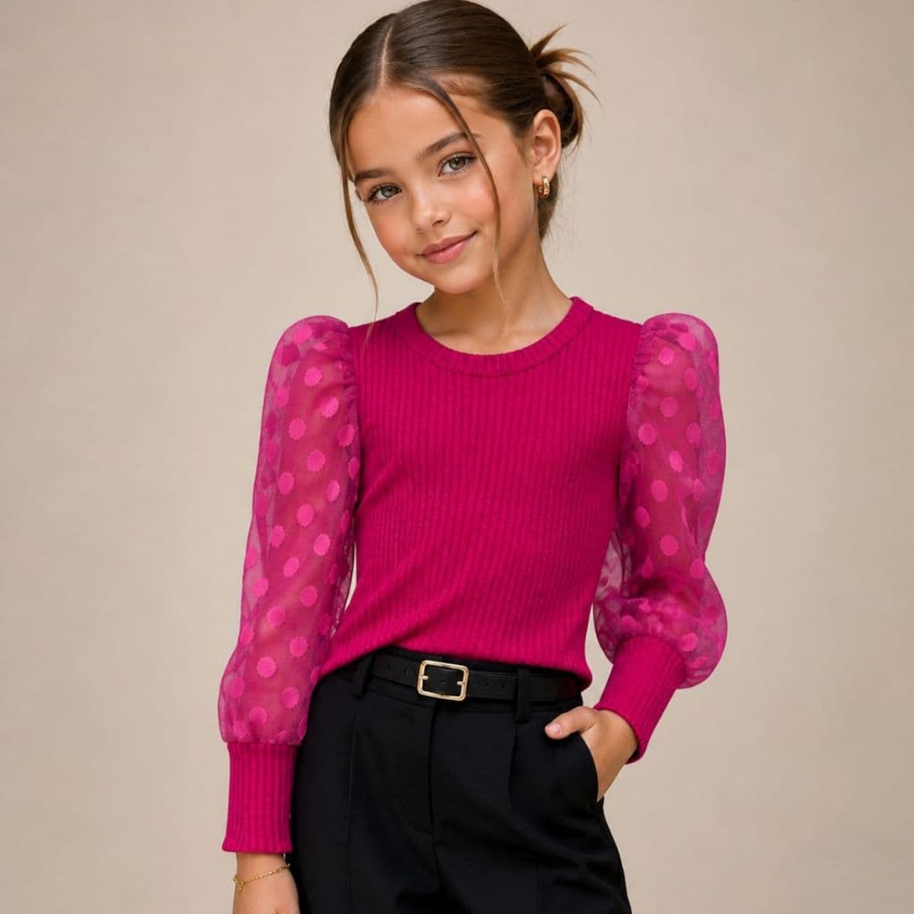 Blusa Menina Manga Longa Transparente Meia Estação Novidade Estilo Elegante Confortável Inverno Juvenil