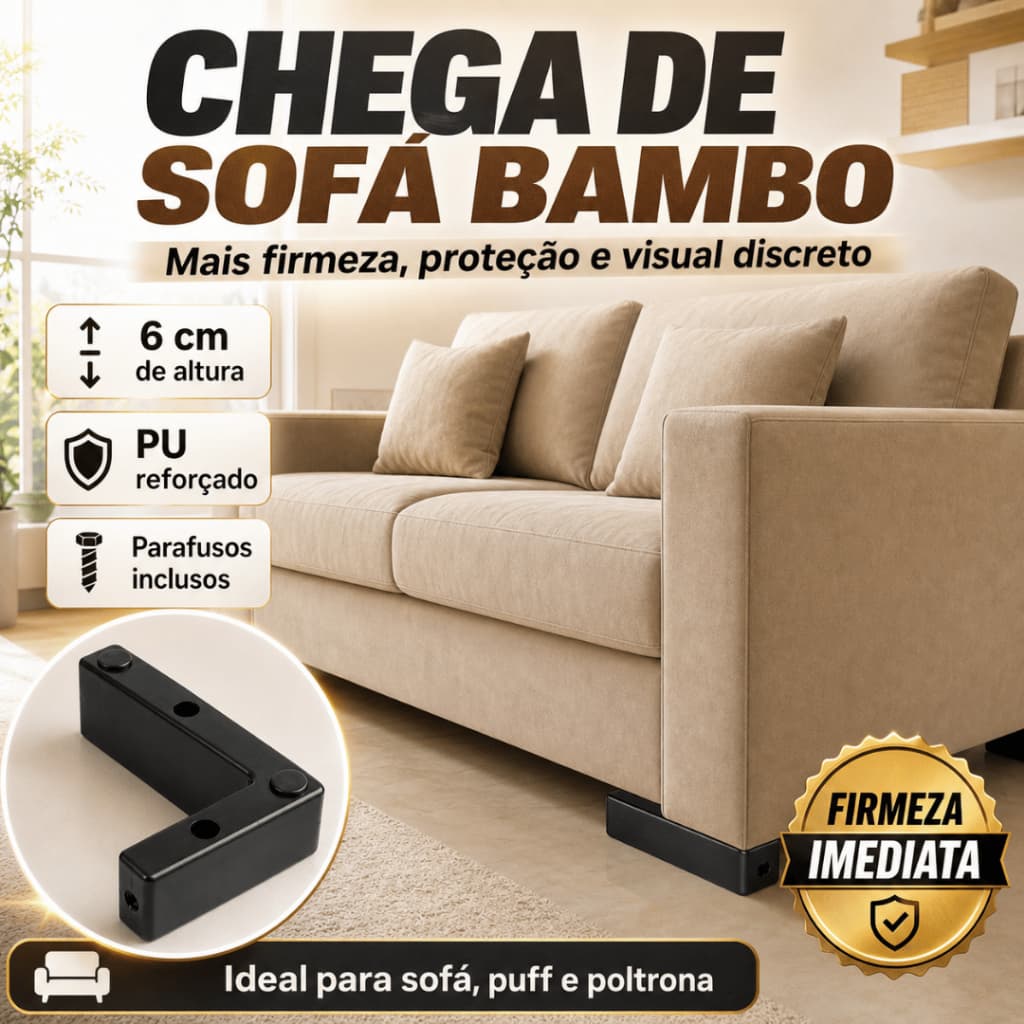 Pé De Sofá Cantoneira Plástico PU Reforçado Para Puff Poltrona Sofá