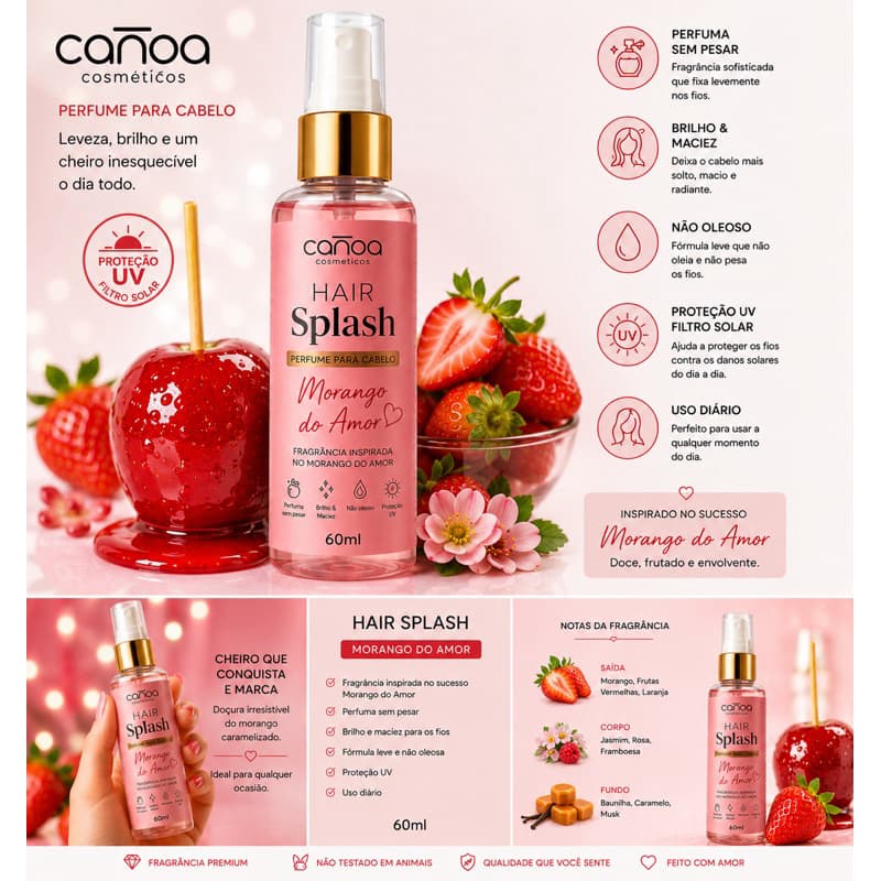 Perfume para cabelo várias Fragrâncias 60ml