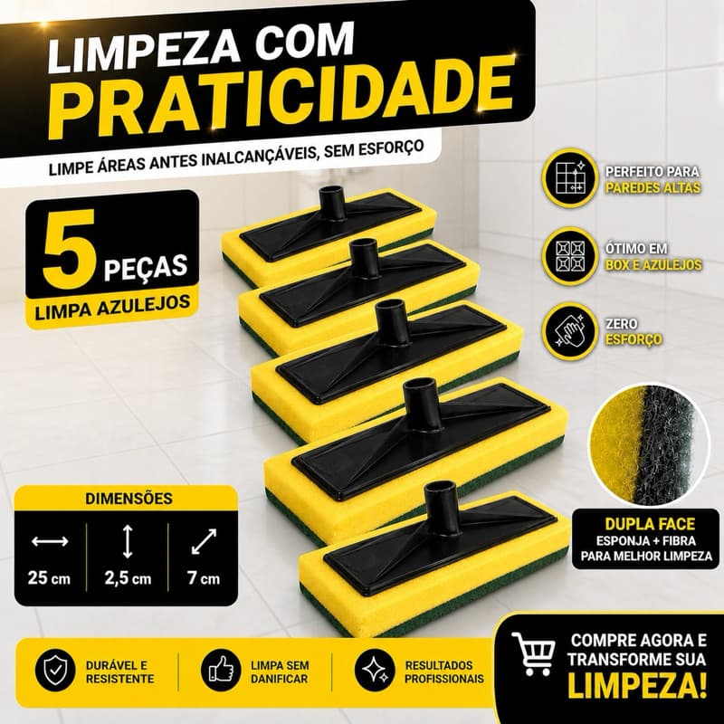 Lava azulejo Esponja de Limpeza Esfregão Rodo de Limpeza 25cm SEM CABO Limpeza Pesada Banheiro Cozinha