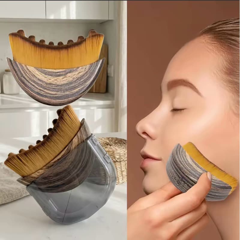 Escova Facial de Contorno Linfático - Design Ergonômico e Cerdas Ultramacias para Uso Diário