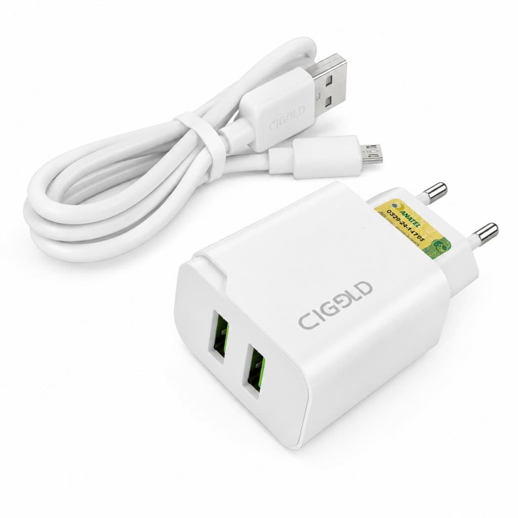 Kit Carregador α’GOLD A19-1 Duplo USB 3.1A 15W + Cabo 1m – Rápido, Seguro e Universal