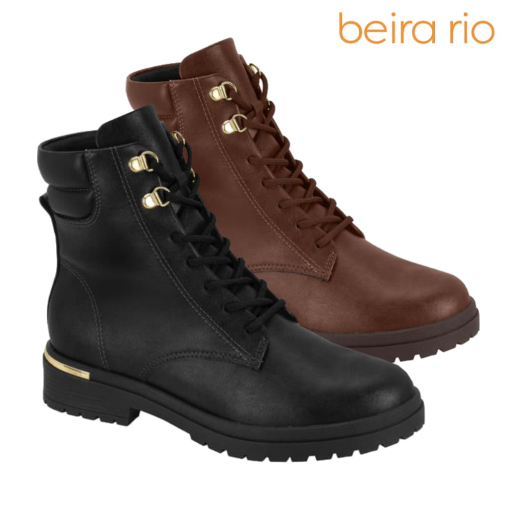 Bota Feminina Beira Rio Cano Curto Salto Grosso Tratorado Confortável Original