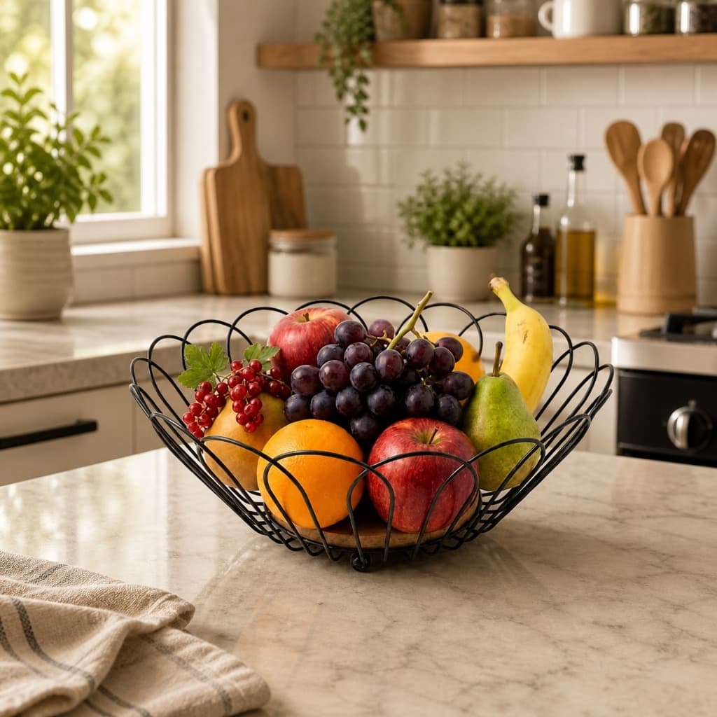 Fruteira de Mesa Estrutura em Ferro e MDF – Design Elegante, Durável e Funcional