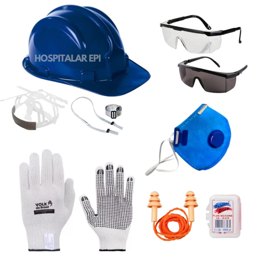 Kit Obra Epi Capacete + Óculos + Abafador + Máscara + Luvas
