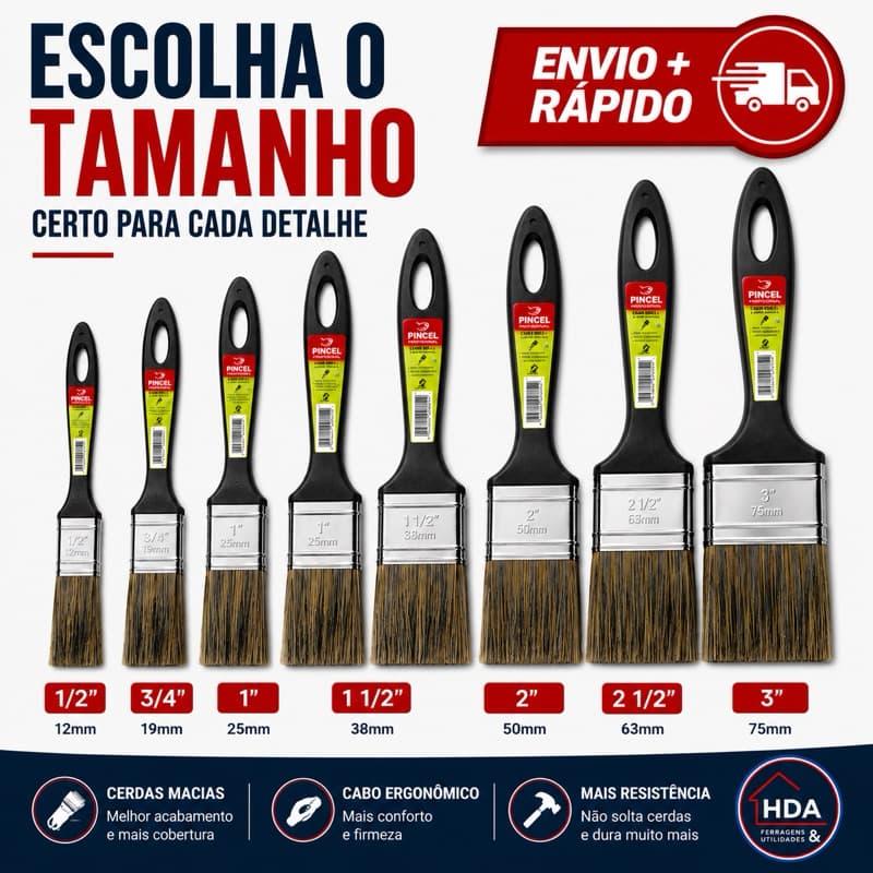 Pincel Trincha Preta Diversos Tamanhos Pintura - Condor 700