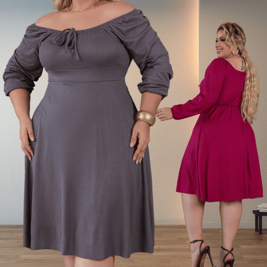 Vestido Midi Plus Size Manga Longa Modelagem Soltinha Elegante e Versátil Moda Evangélica