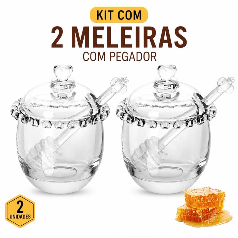 Kit Com 2 Meleiras De Vidro Com Pegador