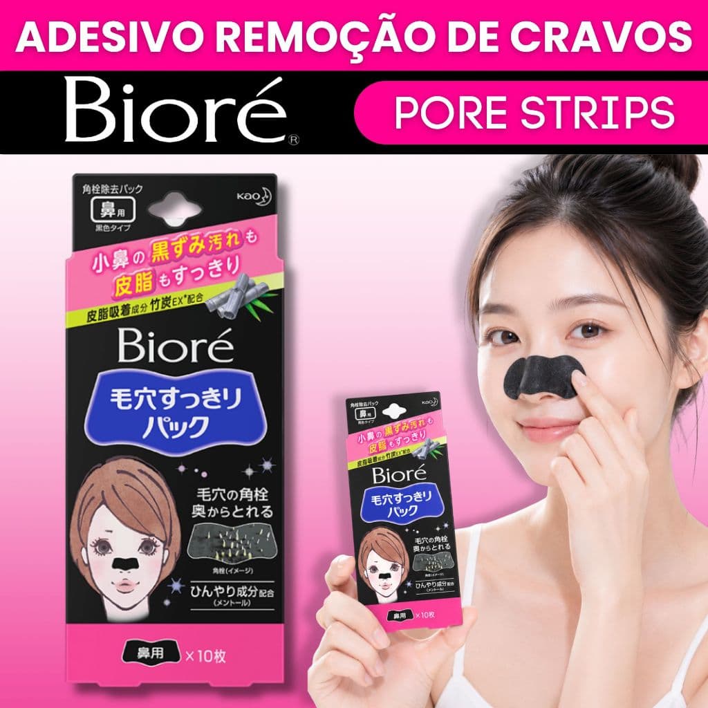 Adesivo Removedor de Cravos Bioré Pore Cleansing Strips 10unidades Carvão Mentol