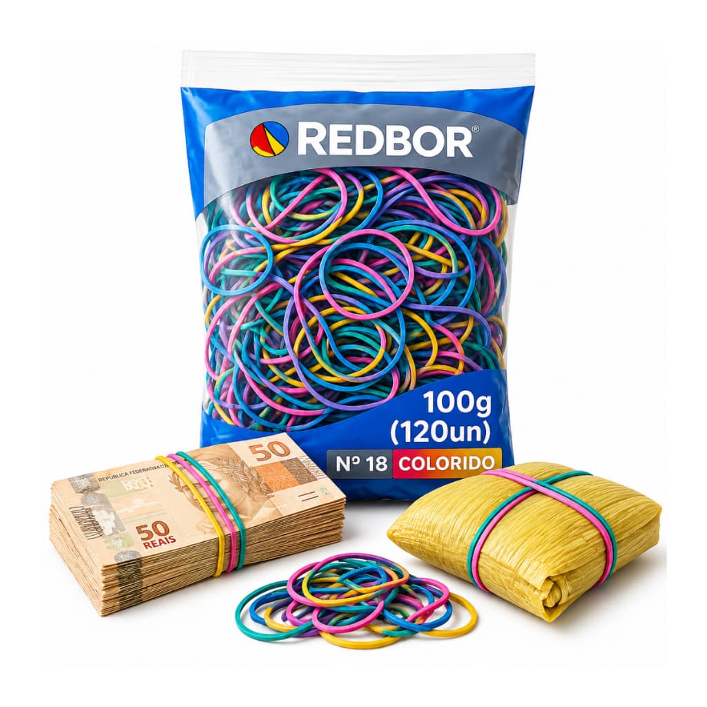 Elástico colorido alta resistência 100g (120 unid) - REDBOR