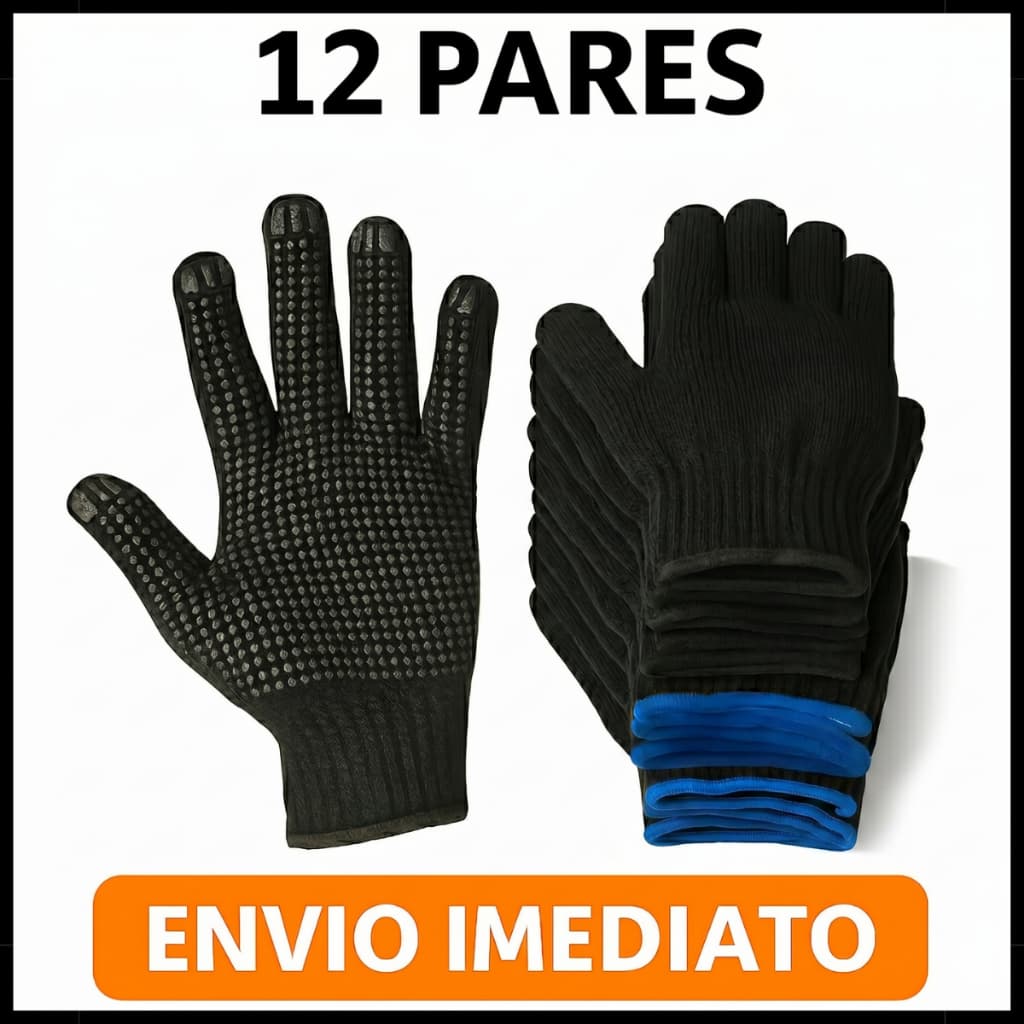 Kit Luvas De Proteção Pigmentas Tricotada Resistente Pedreiro Jardinagem 550gr