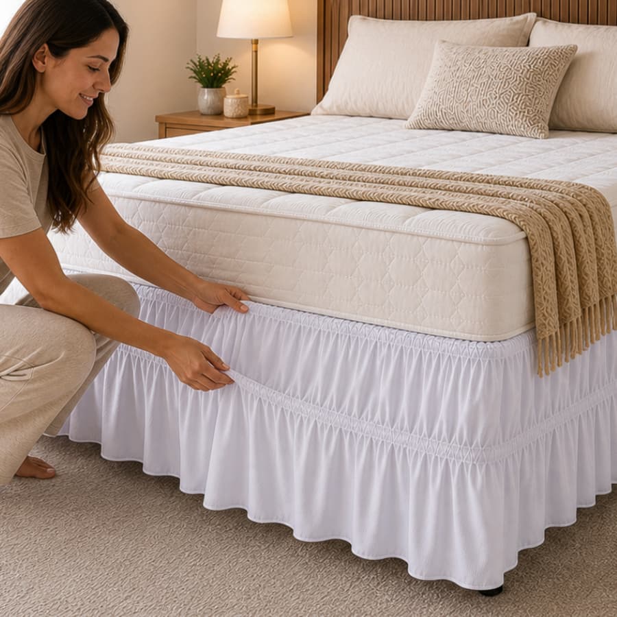 Saia Box Malha Para Cama Box Casal Queen King Solteirão 100% Poliéster Com Elástico Ajustável