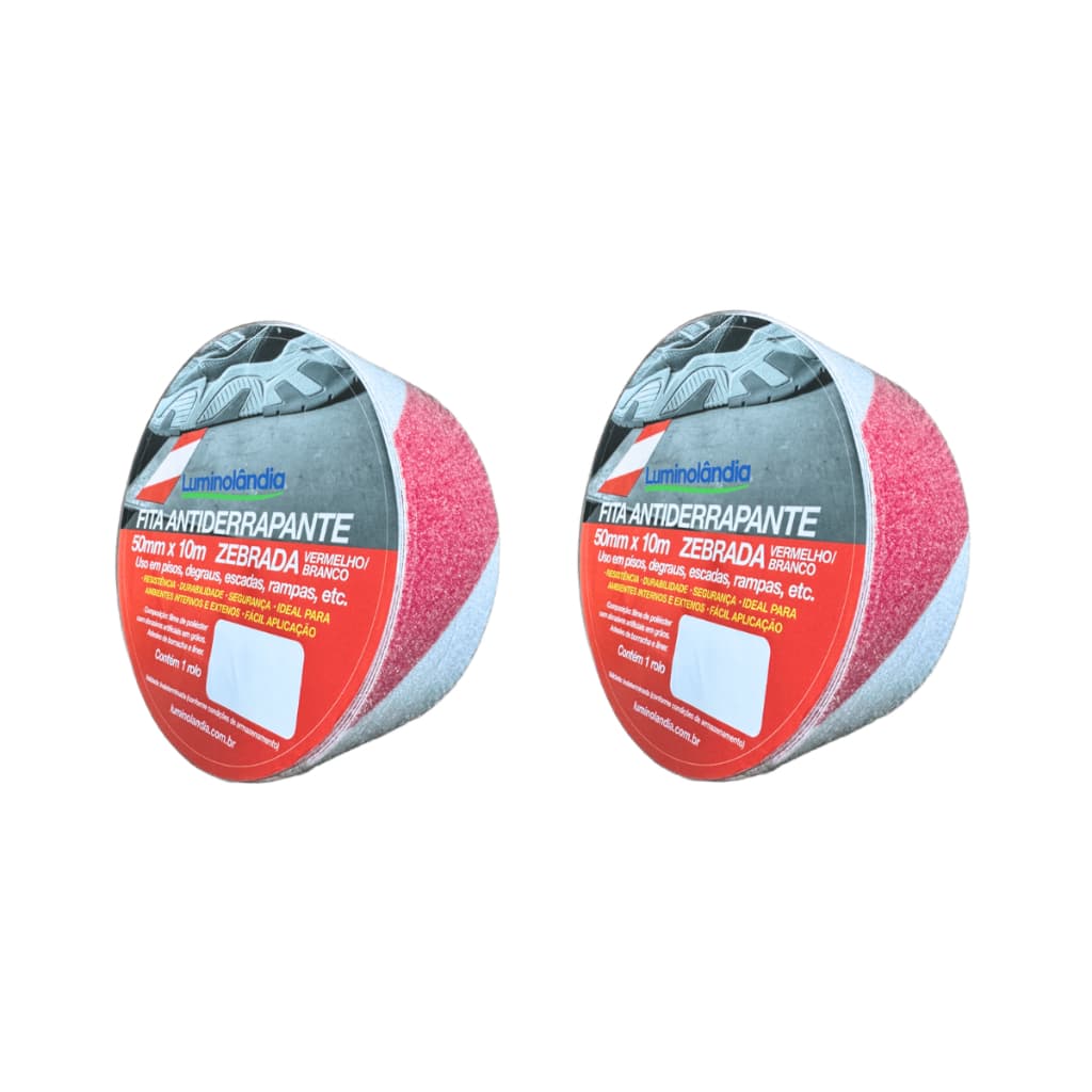 Kit 2 Fitas Antiderrapante Zebrada Lixa 50mm 10m Luminolândia