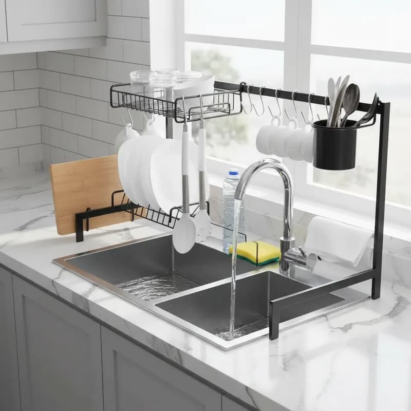 Cozinha Suspensa Autosustentável Escorredor de Pia Bancada Organizador Modular Lançamento 81cm