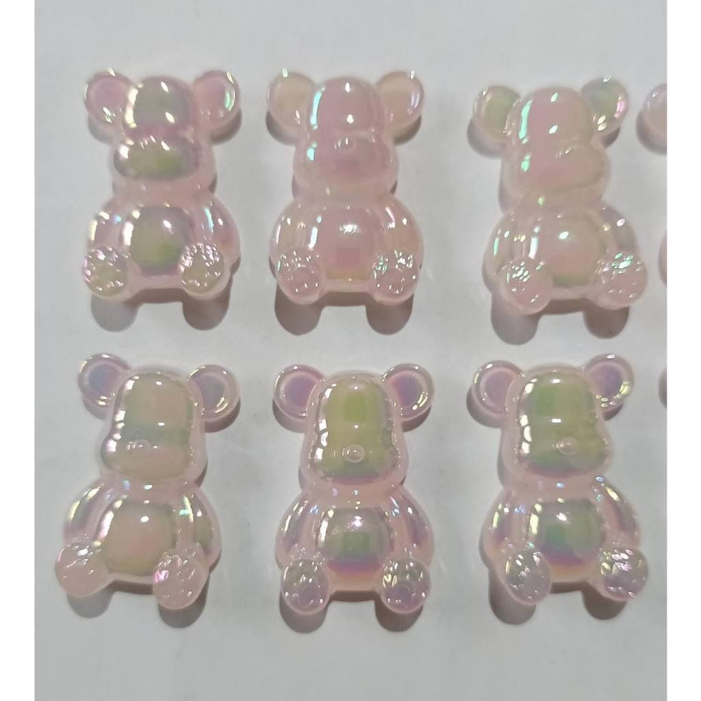 Aplique de Ursinho Rosa Holografico para Laços e Artesanatos